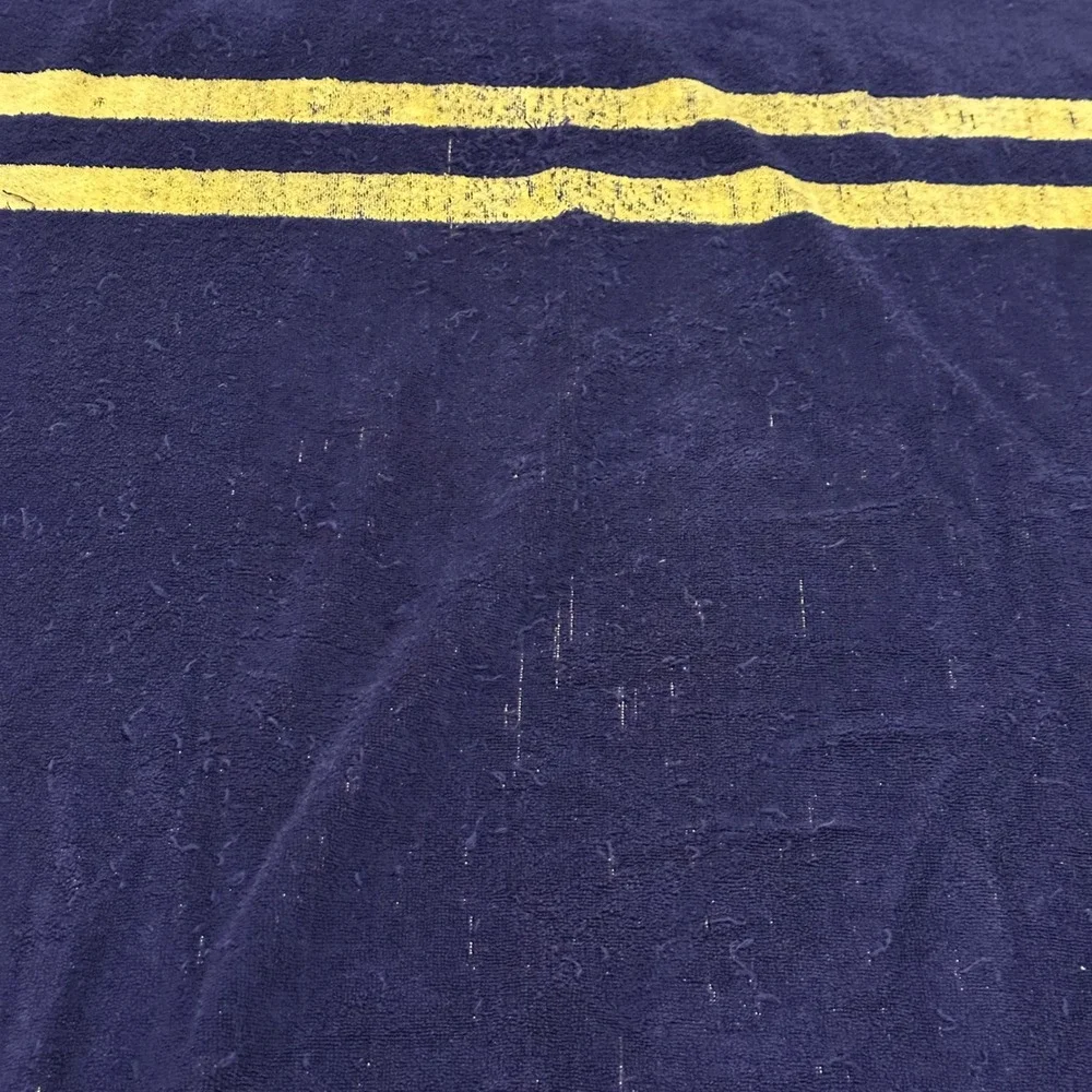 Vintage Polo Ralph Lauren Towel Beach Bath Navy Blue & Yellow Striped Spellout‎
